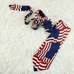 Rivety Of Boston Men's 100% Silk Hand Made United States Flag Novelty Tie NWOT